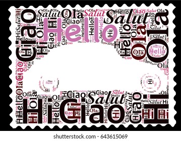 Hello words in foreign languages with car silhouette