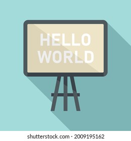 Hello world board icon flat vector. Foreign teacher. Student day board