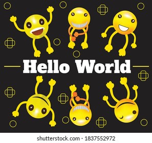 Hello world characters with various expressions
