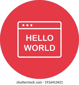 Hello, world, code, web icon vector image. Can also be used for information technology. Suitable for use on web apps, mobile apps and print media.