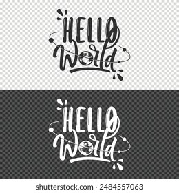 hello world lettering clipart element design