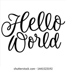 Hello world lettering font script vector templete