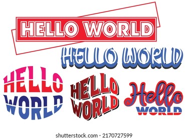 Camisetas del mundo del saludo, logotipo y plantilla de diseño de pegatinas