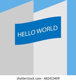 Hello world text.  Vector illustration.