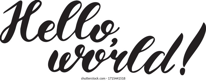 Hello World. Vector lettering for stickers and souvenirs.