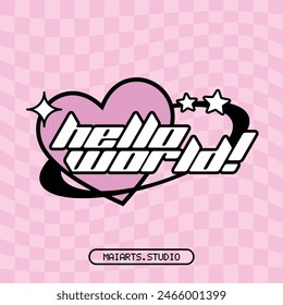 Fondo de pantalla de estilo de fuente Hello World Y2K