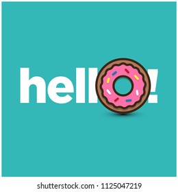 Hello written with a Donut in place of the O Typography Concept Design