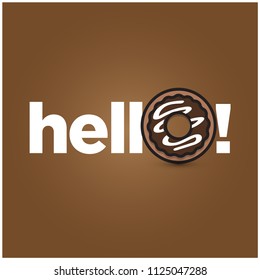 Hello written with a Donut in place of the O Typography Concept Design