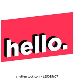 Hello Written in Flat Colours with 3D Style Shadow
