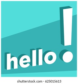 Hello Written in Flat Colours with 3D Style Shadow