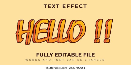 Hola Amarillo Y Naranja Diseño De Efecto De Texto Simple