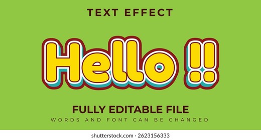 Hello Yellow Text Effect With Green Background