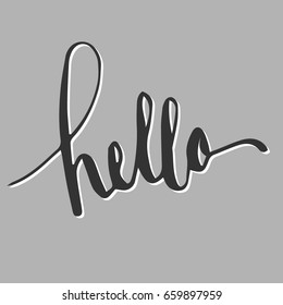 Hello.Handwriting font by calligraphy process with color background.