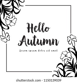 Hellow autumn card with flower hand draw vector illustration