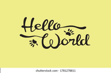 Hellow world in faux calligraphy style. Design for baby stuff. Vector EPS 10