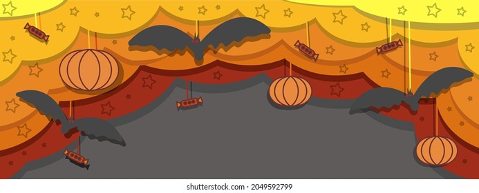 Helloween background in papercut style