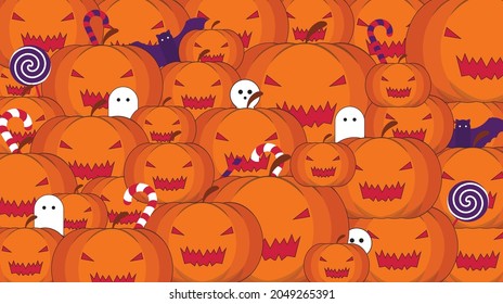 helloween background with pumpkin candy gosth illustration doodle art