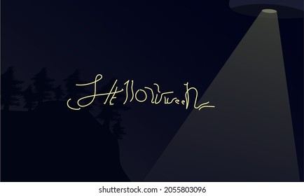 Helloween background set with ufo light and Helloween typography. banner, poster, landing page, vector EPS 10.