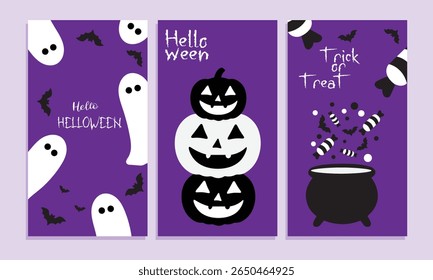 Helloween benner set greeting card design 