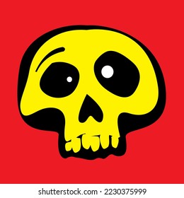 Helloween. Comic character of the human skull. Vector image for prints, poster and illustrations.