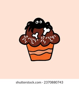 Helloween Cupcakes spider skull vector illustration