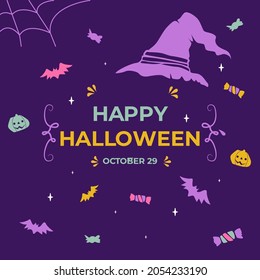 Helloween day background template for banner, poster, cover, social media. Vector graphics eps 10. 