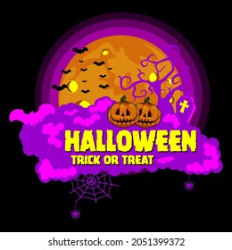 Helloween day vector background illustration for banner, background, wallpaper, poster, flyer, template social media. Eps 10