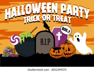 Helloween day vector background illustration for banner, background, wallpaper, poster, flyer, template social media. Eps 10