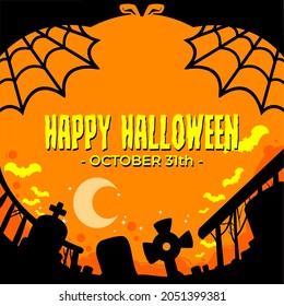 Helloween day vector background illustration for banner, background, wallpaper, poster, flyer, template social media. Eps 10