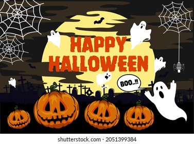 Helloween day vector background illustration for banner, background, wallpaper, poster, flyer, template social media. Eps 10