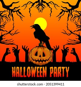 Helloween day vector background illustration for banner, background, wallpaper, poster, flyer, template social media. Eps 10