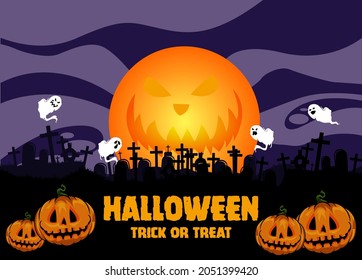 Helloween day vector background illustration for banner, background, wallpaper, poster, flyer, template social media. Eps 10