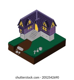 helloween house isometric vector illustration design