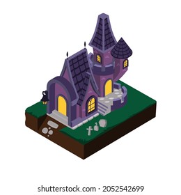 helloween house isometric vector illustration design