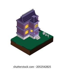 helloween house isometric vector illustration design