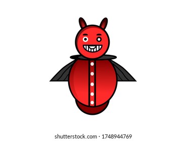 Helloween mascot character with a robe that forms bat wings.