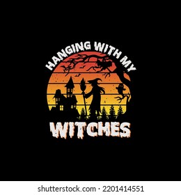 Helloween party T-shirt Design with silhouette