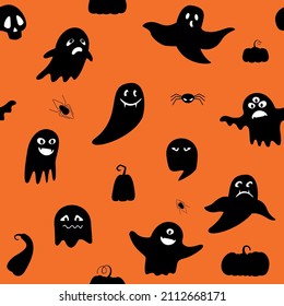 Helloween seamless pattern. Vector background with ghost.