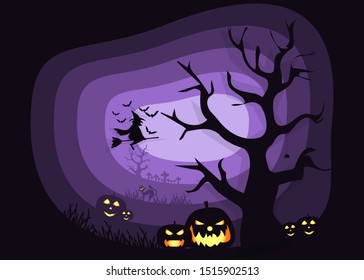 Helloween Season Background with papercut style. - Vektor