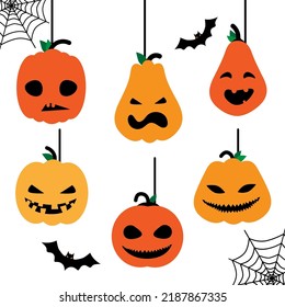 helloween set black and white  pumpkin cut template orange. Vector Illustration