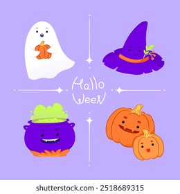 Helloween set illustration smile emotion