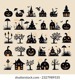 helloween set vector illustration collection design halloween