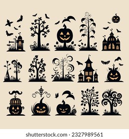 helloween set vector illustration collection design halloween