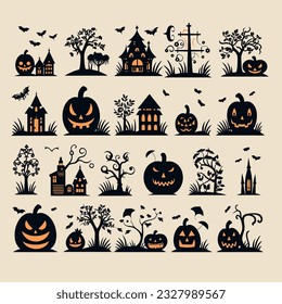 helloween set vector illustration collection design halloween