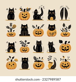 helloween set vector illustration collection design halloween