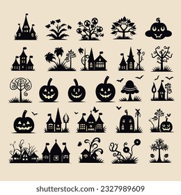 helloween set vector illustration collection design halloween
