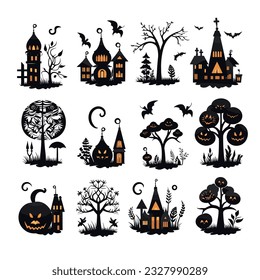 helloween set vector illustration collection design halloween