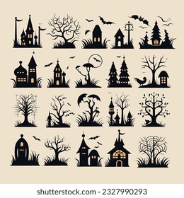 helloween set vector illustration collection design halloween