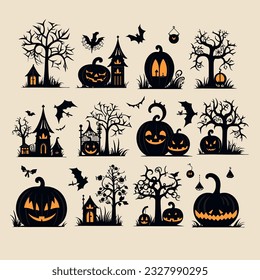 helloween set vector illustration collection design halloween