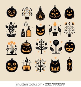 helloween set vector illustration collection design halloween